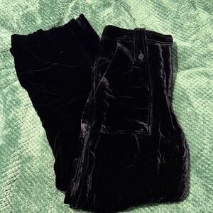 Elegant Black Velvet Wide Leg Pants